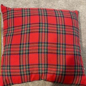 Plaid Red and Green Holiday Pillow